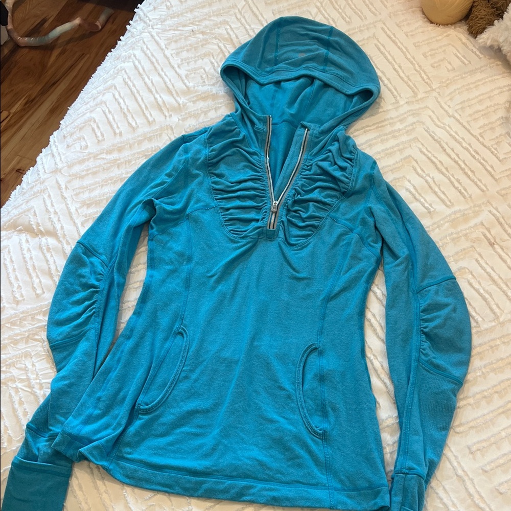 lululemon athletica Quarter Zip Hoodie Top Bright Blue